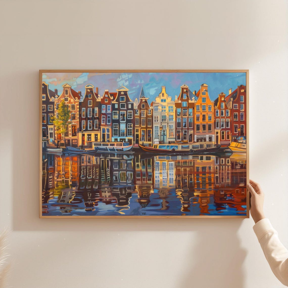 Amsterdam Canal Print Colorful Dutch House Art European Cityscape