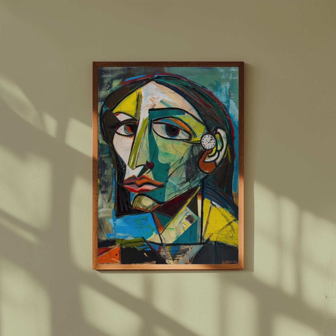 Picasso Style Cubist Face Portrait Bold Modern Abstract Art Print