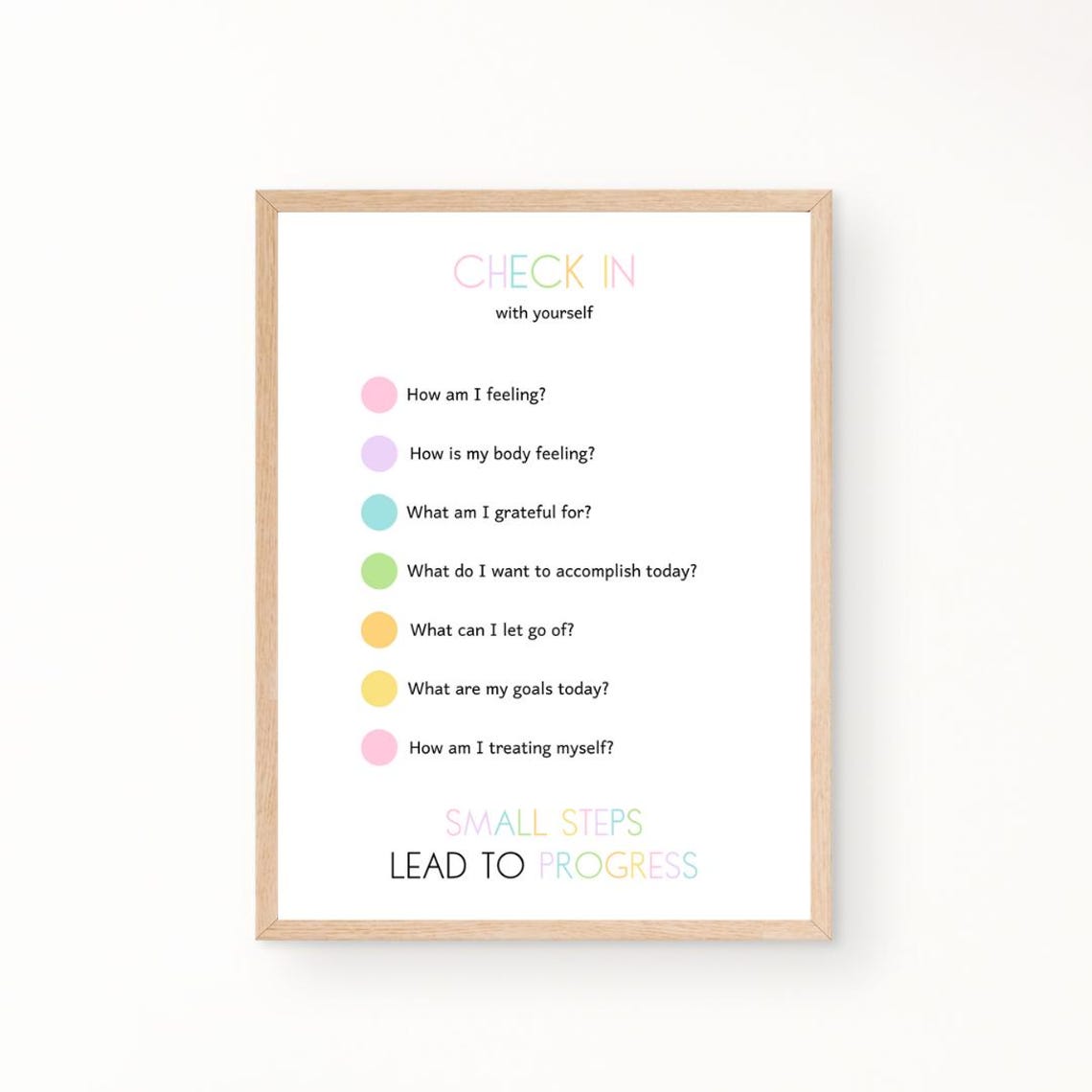 Check In With Yourself Pastel Self Care Questions Mindfulness Poster