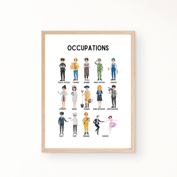 Kids Career Education Print Coffee Shop Nursery Prints Homeschool Decor Classroom Decor Playroom Decor Montessori Prints