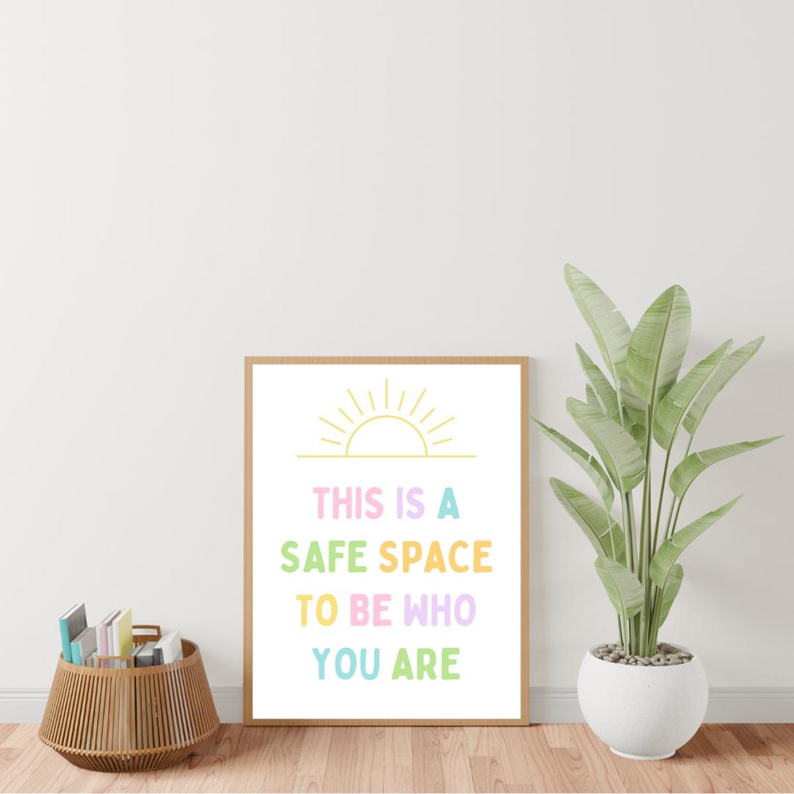 This Is A Safe Space Rainbow Pastel Therapy Office Quote Poster - Image 2