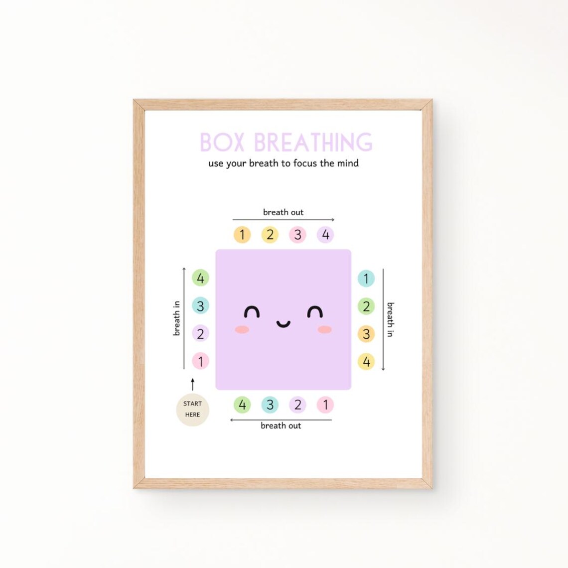 Box Breathing Poster, Calm Corner Therapy Office Decor
