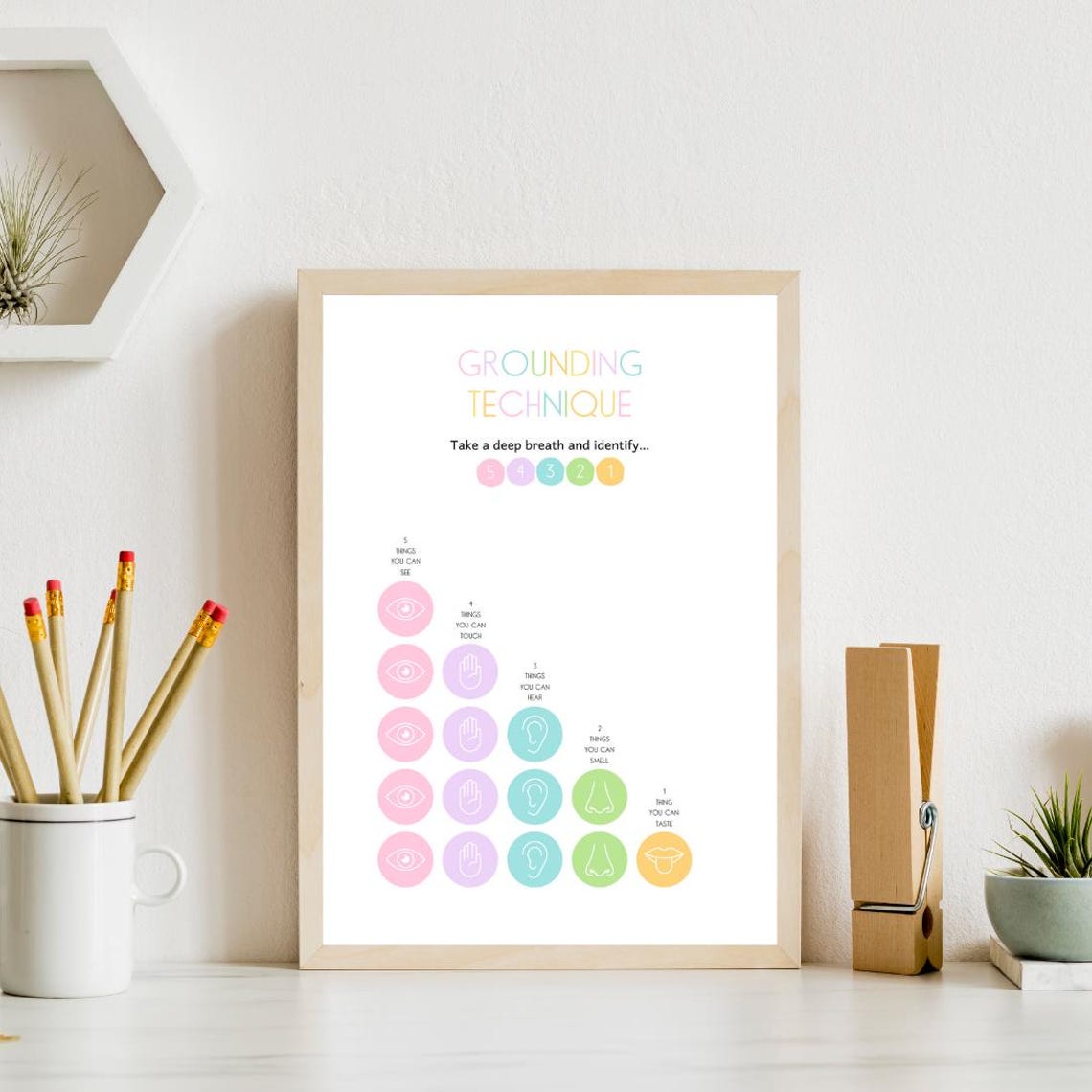 Grounding Technique Five Senses Icons Staircase Calm Corner Poster - Image 4