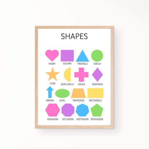 Rainbow Shapes Education Poster Playroom Posters Montessori Posters Homeschool Posters Preschool Posters Classroom Posters