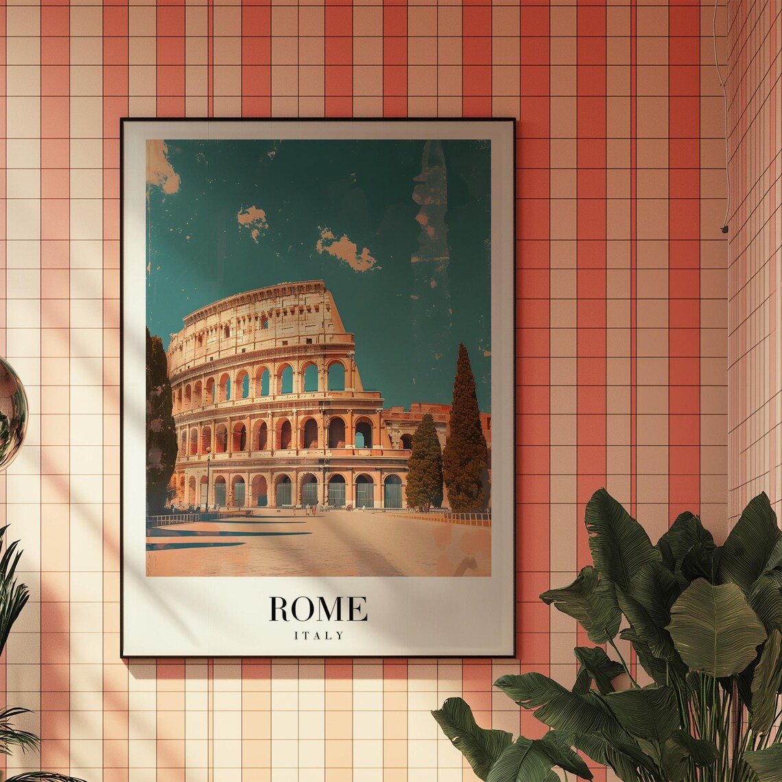 Rome Colosseum Ancient Landmark Vintage Italy City Travel Poster