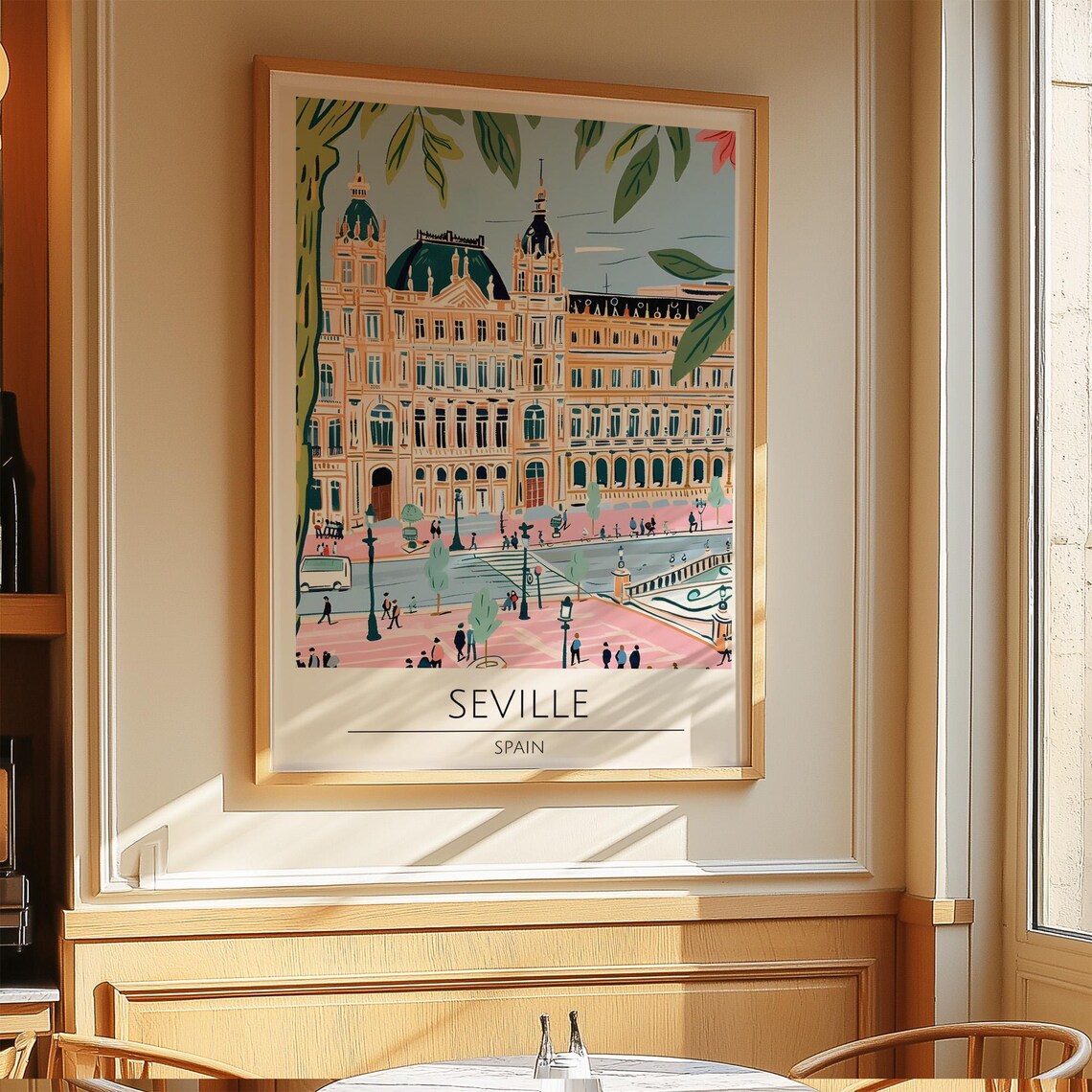 Seville Spain Plaza Vintage Andalusian Travel Poster Art Gift