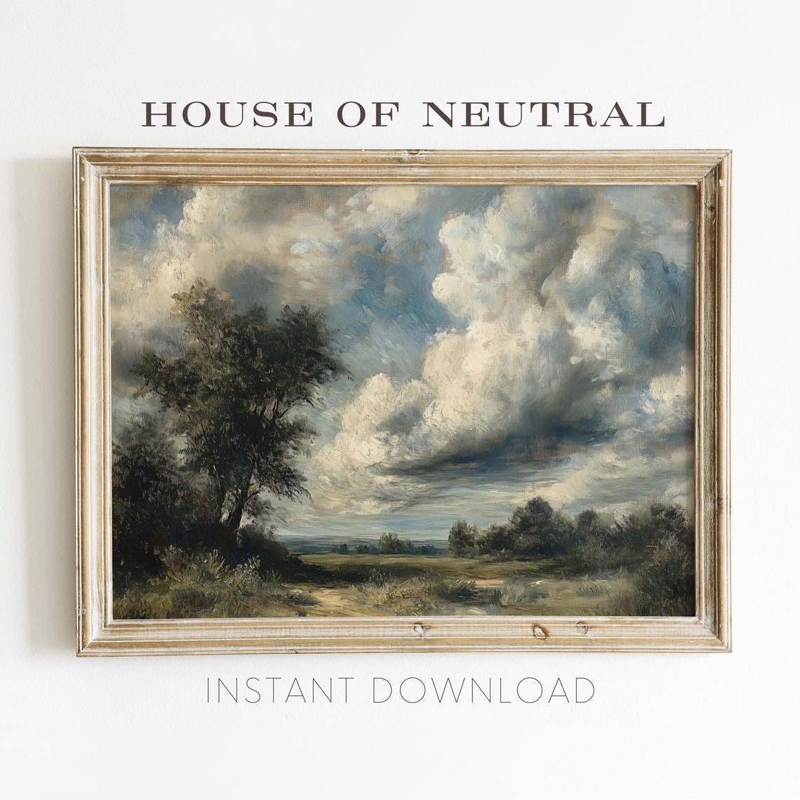 Green Landscape Vintage Painting Farmhouse Fine Art Print Wall Art P4