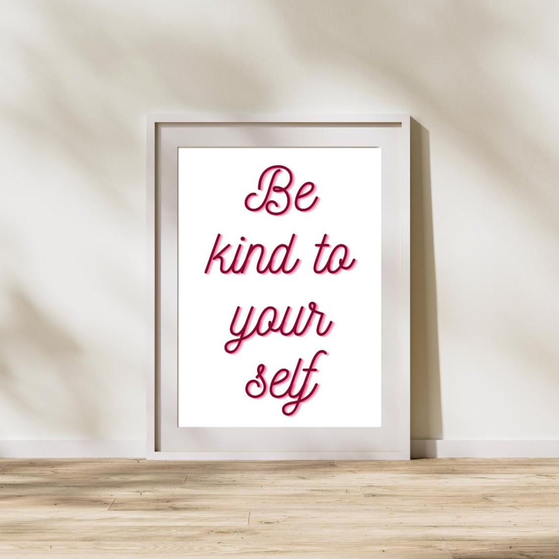 Be Kind To Yourself Red Script Self Love Affirmation Quote Poster - Image 2