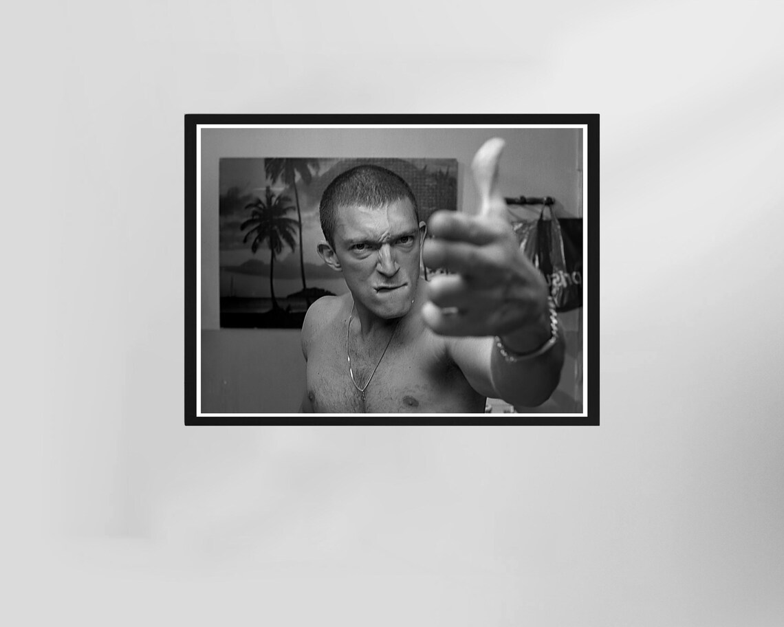 La Haine Vinz Pointing Finger Black And White Movie Still Poster