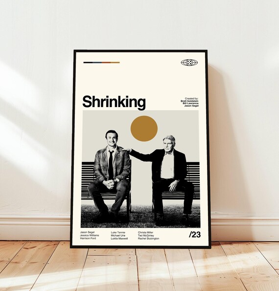 Shrinking TV Series Minimalist Midcentury Poster With Bench Duo Portrait