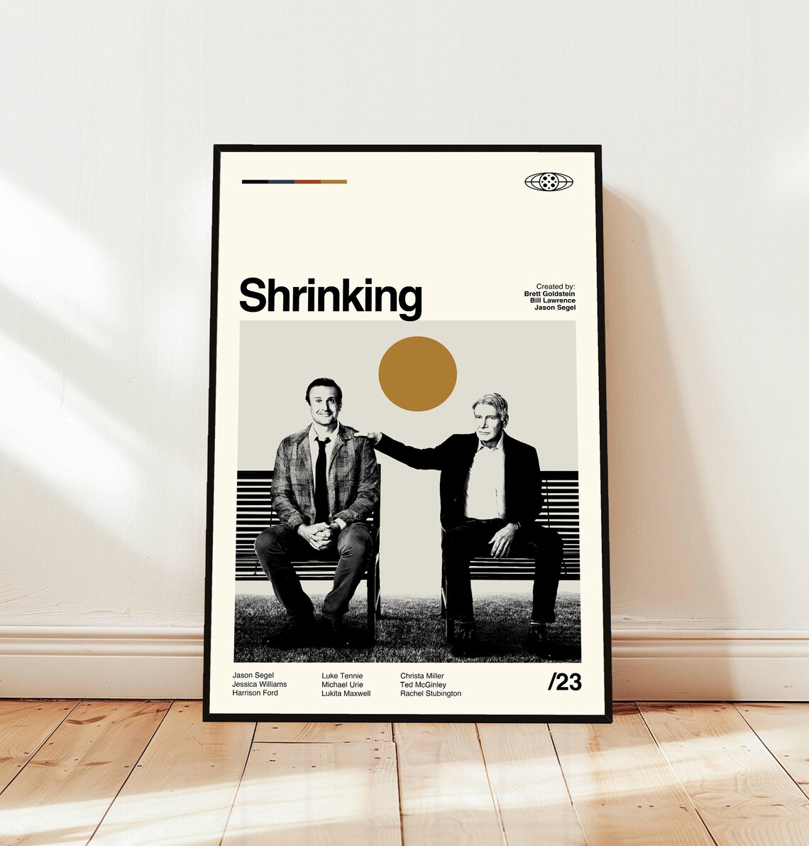 Shrinking TV Series Minimalist Midcentury Poster With Bench Duo Portrait