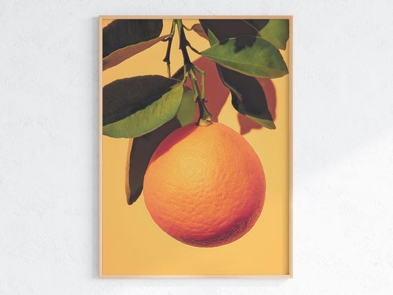 Botanical Fruit, Bold Citrus Mid-Century Style Art Print