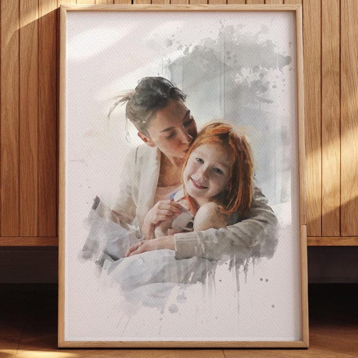 Custom Watercolor Portrait From Photo Personalized Family Mom Grandma Grandpa Birthday Gift Unique Wall Art For Home And Family Portrait - Image 4