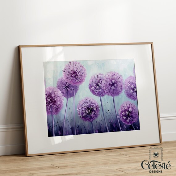 Purple Allium Blooms Lavender Spring Garden Floral Art Poster