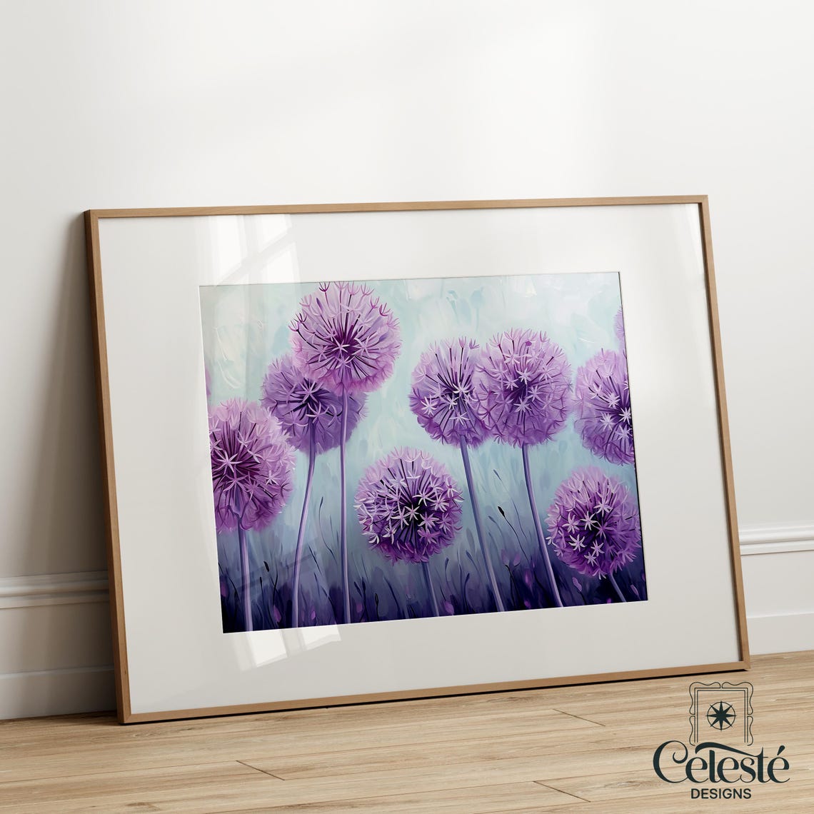 Purple Allium Blooms Lavender Spring Garden Floral Art Poster