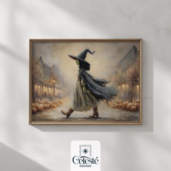 Cowgirl Witch Halloween Print Rustic Autumn Fantasy Art