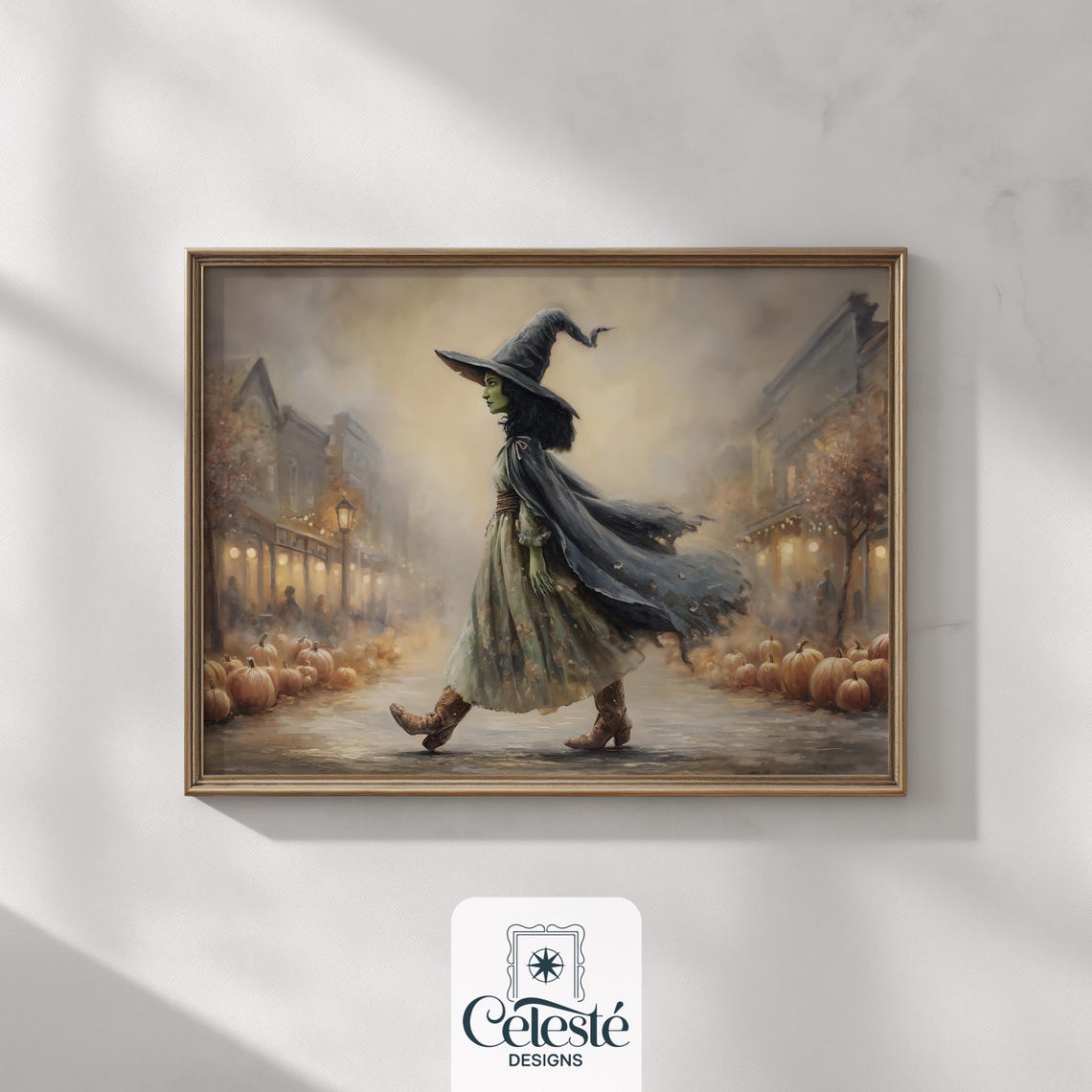 Cowgirl Witch Halloween Print Rustic Autumn Fantasy Art