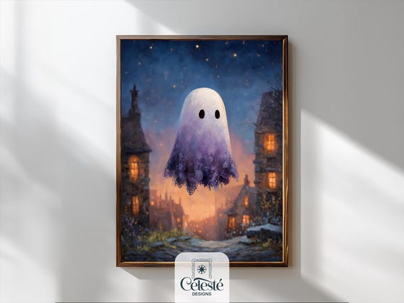 Vintage Halloween Print Haunted House Gothic Wall Art