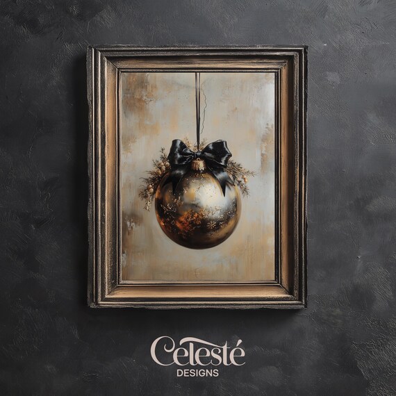 Elegant Vintage Gold Christmas Ornament Decorative Holiday Wall Art
