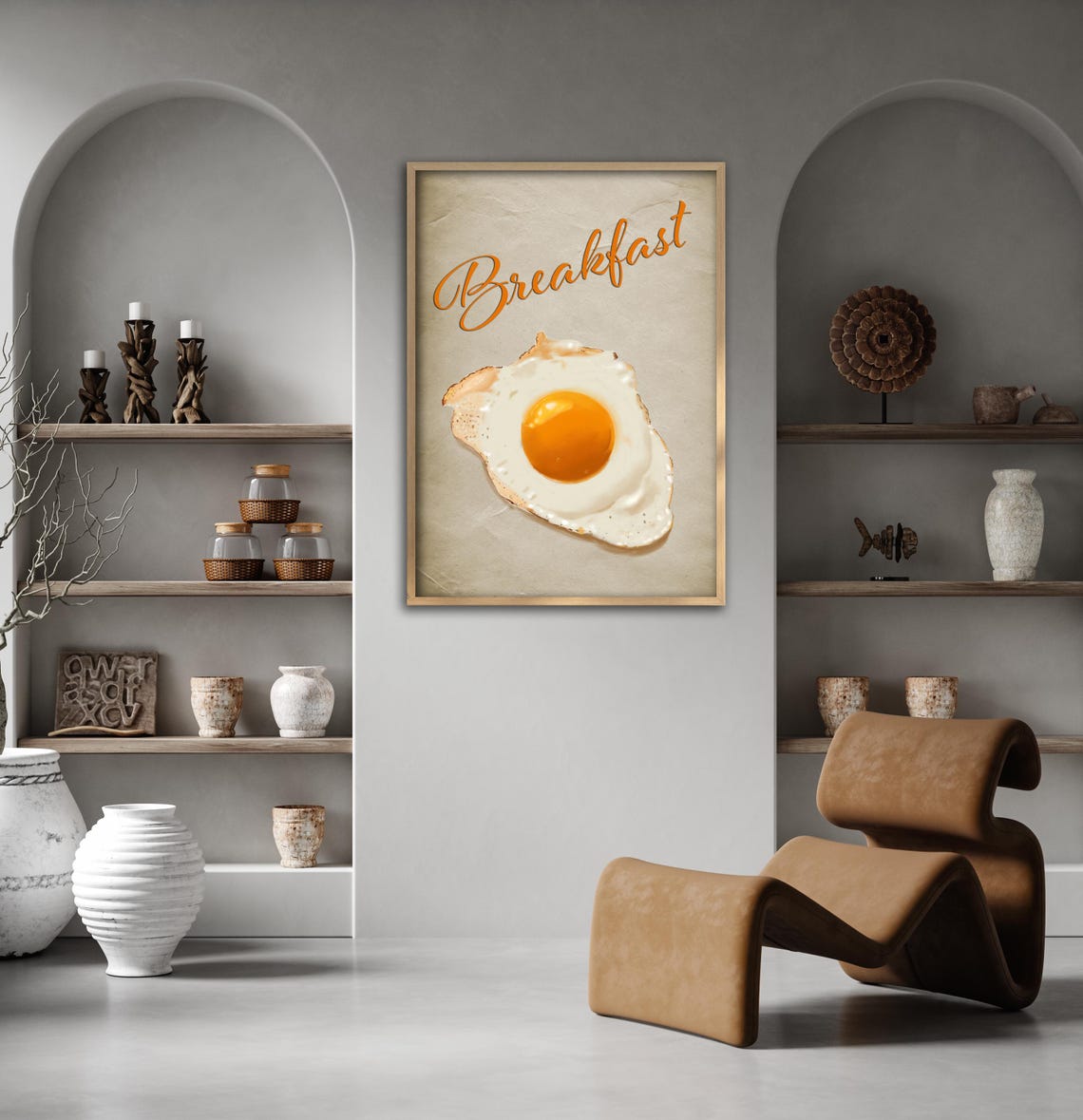 Vintage Breakfast Fried Egg Script Kitchen Wall Art Food Poster - Image 4