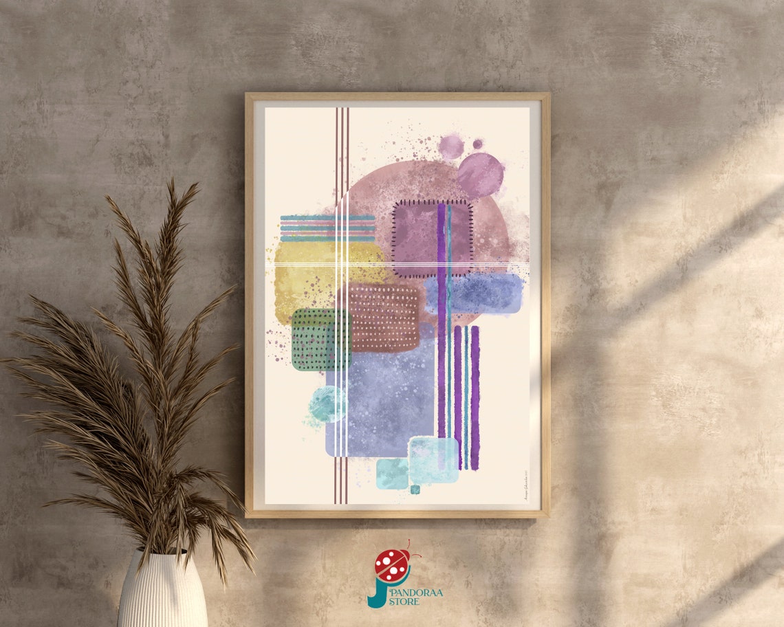 Geometric Boho Wall Art Pastel Tones Abstract Poster Wall Decor Jpg Modern Print Designed For Home