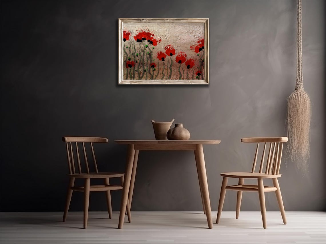 Red Poppies Abstract Loose Painted Modern Floral Wall Art Poster - Image 3