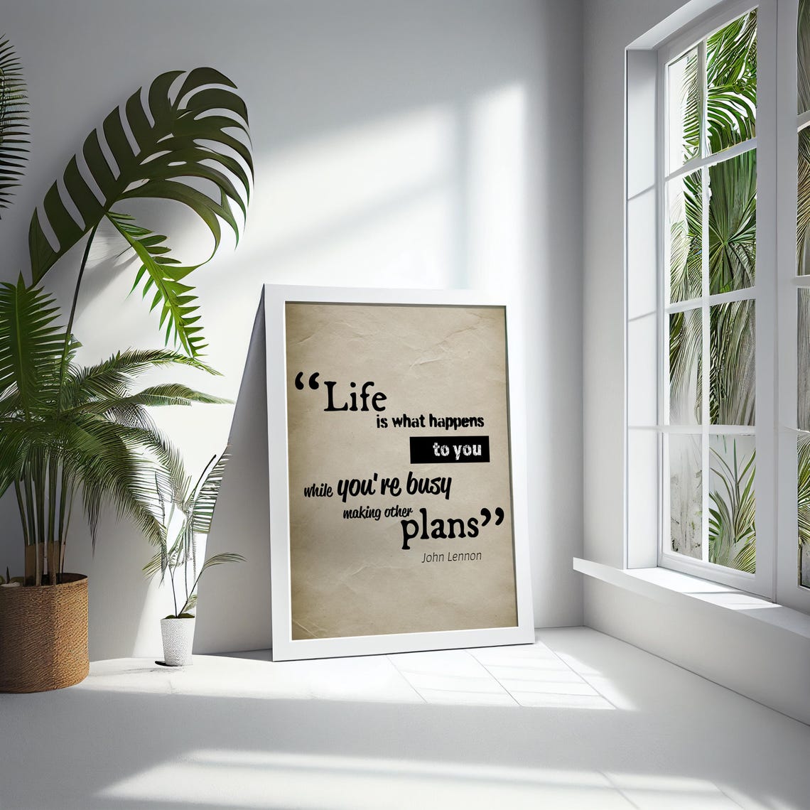 Life Happens John Lennon Quote Typography Inspirational Wall Poster - Image 5