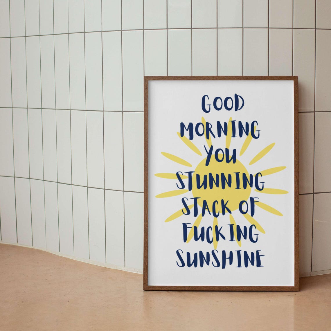 Good Morning Stunning Stack of Sunshine Sage Green Funny Poster - Image 4