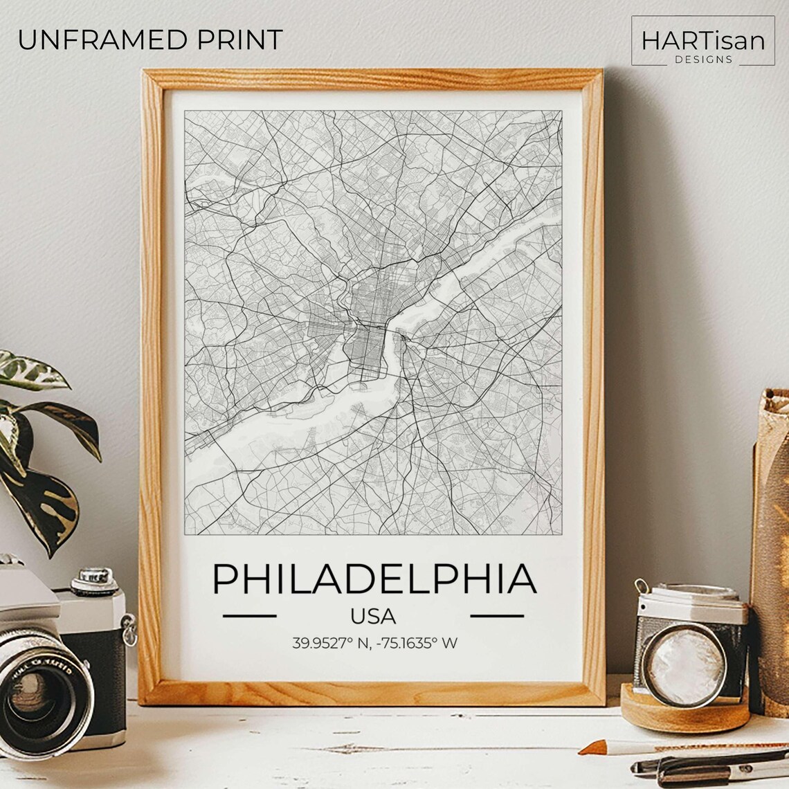 Philadelphia USA Square City Street Map Art Travel Gift Poster - Image 5