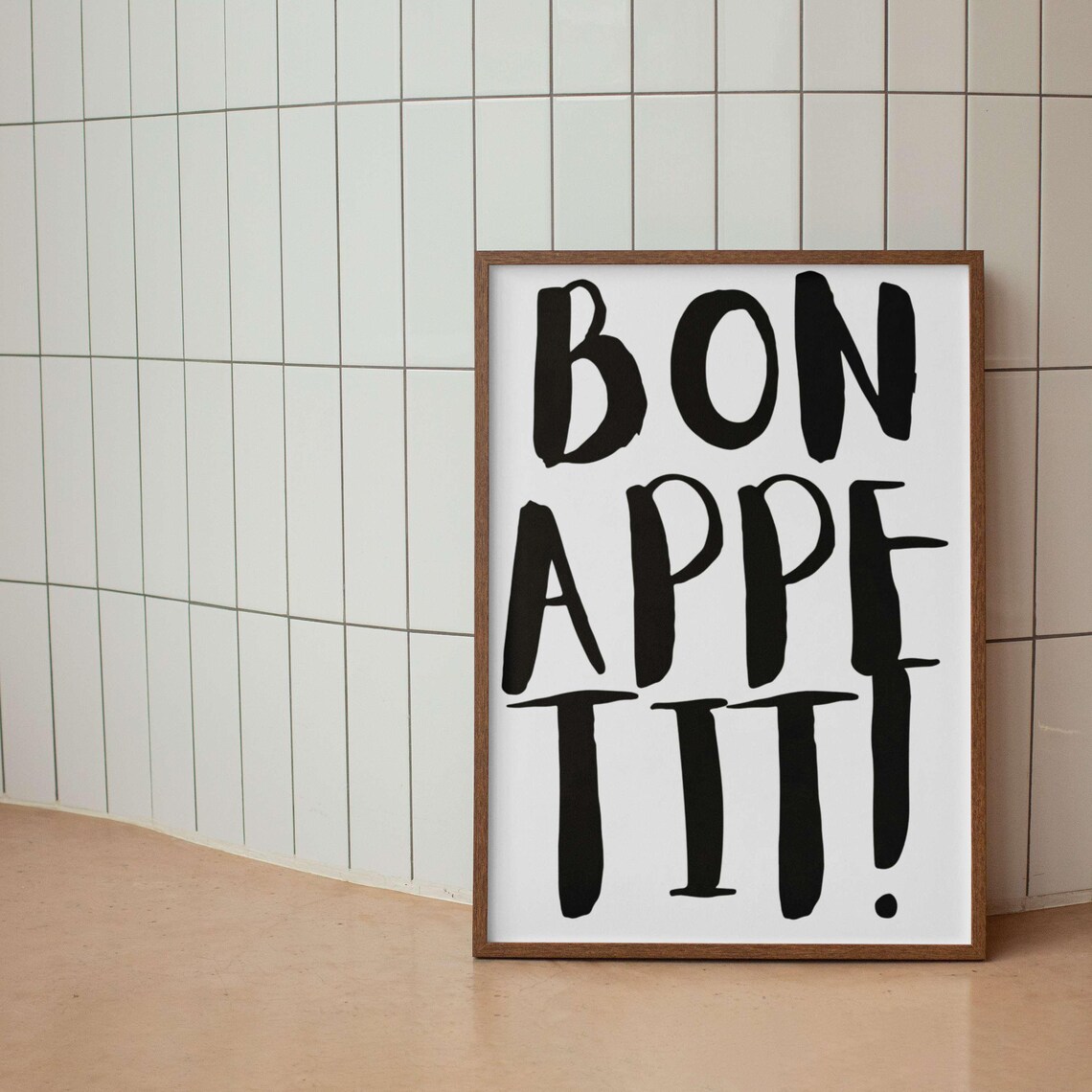 Bon Appetit Bold Navy Brush Kitchen Quote Cheeky Dining Poster - Image 2