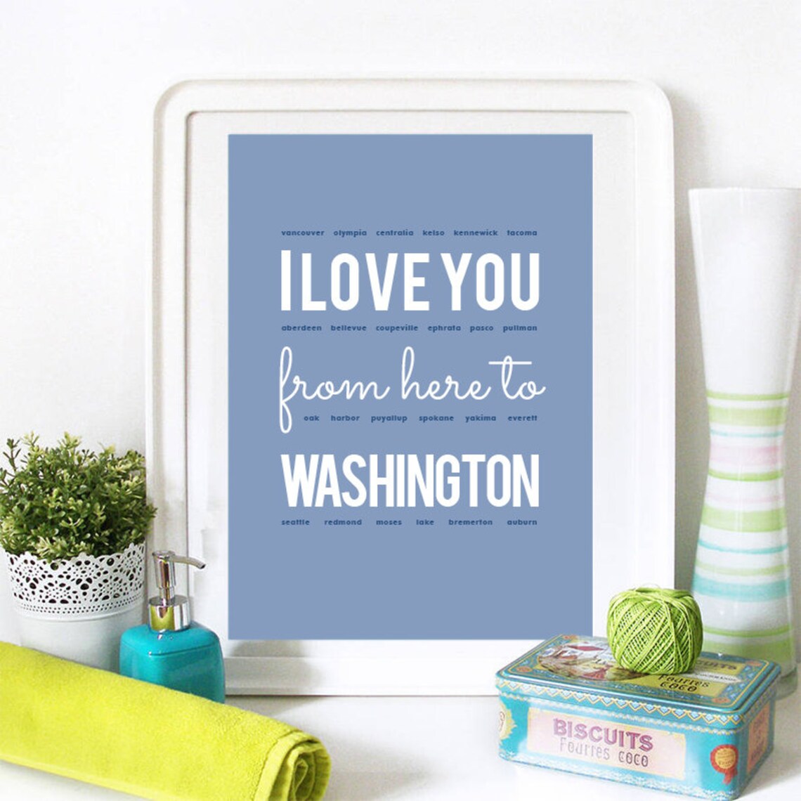 I Love You From Here To Washington, Watercolor - Image 2