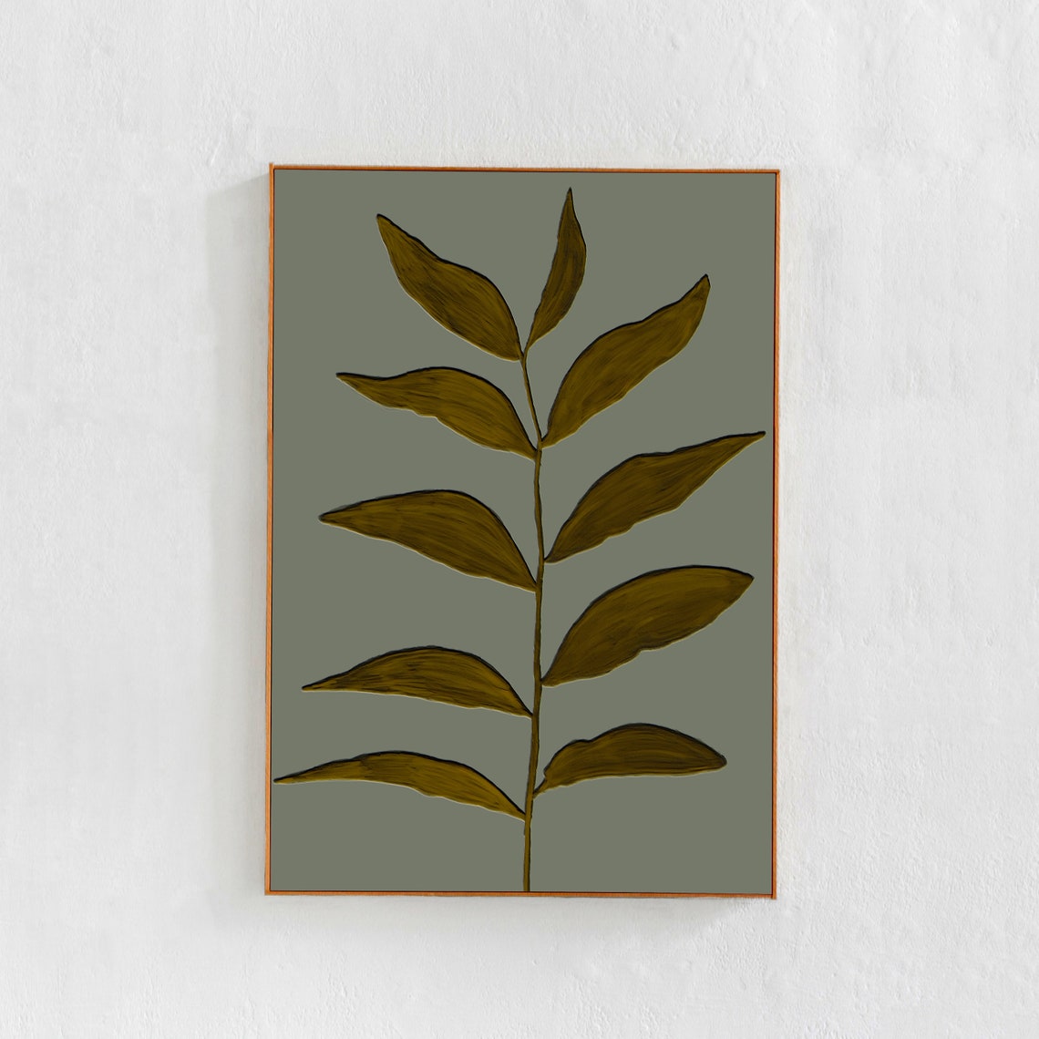 Abstract Botanical Sage Green and Ochre Poster Print