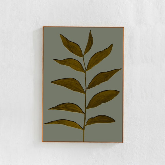 Abstract Botanical Sage Green and Ochre Poster Print