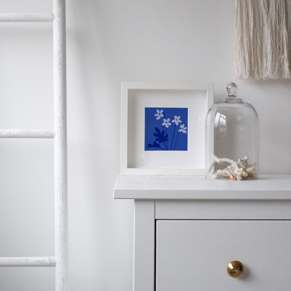 Blue Floral Boho Wall Art Print, Eclectic Decor - Image 3