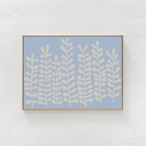 Sky Blue Abstract Art Print, Mid-Century Modern