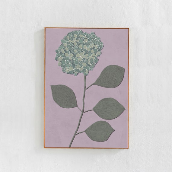 Blue Hydrangea Illustration, Cottagecore Style Art Print