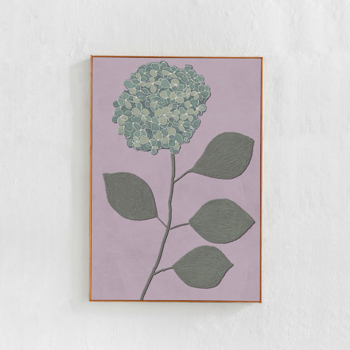 Blue Hydrangea Illustration, Cottagecore Style Art Print
