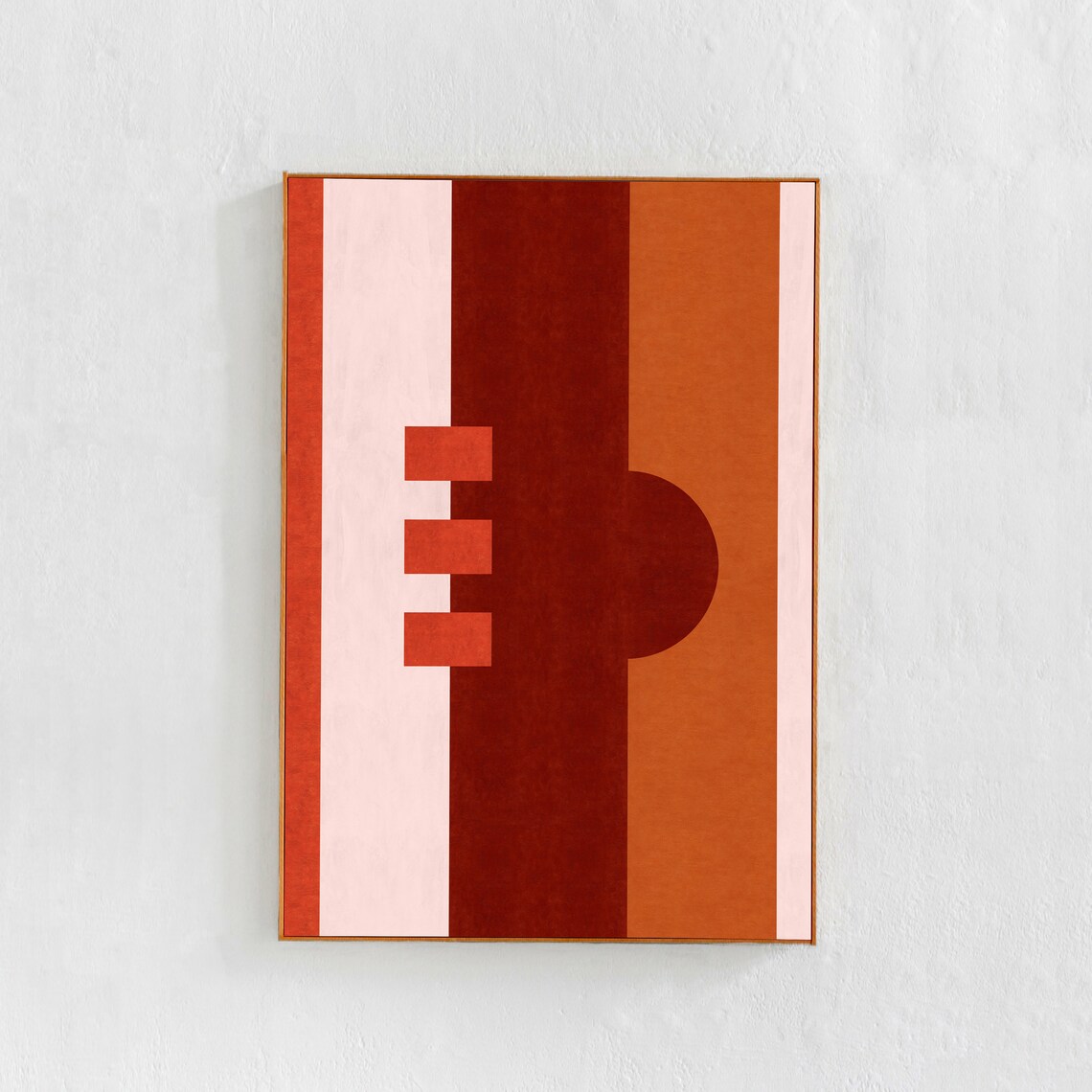 Burgundy Red Orange Colorblock Abstract Geometric Poster