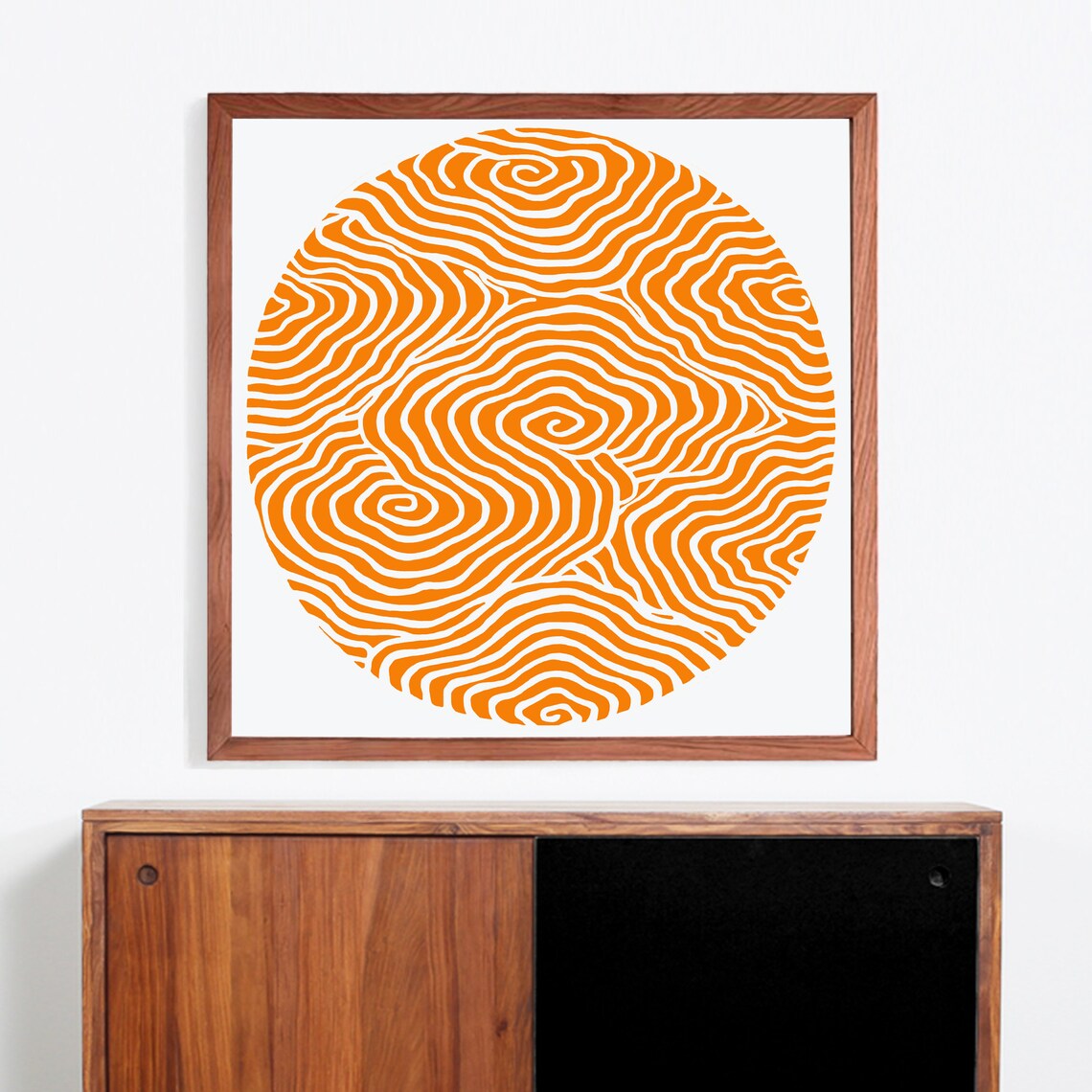 Orange Abstract Art Print, Circle Square Print - Image 2