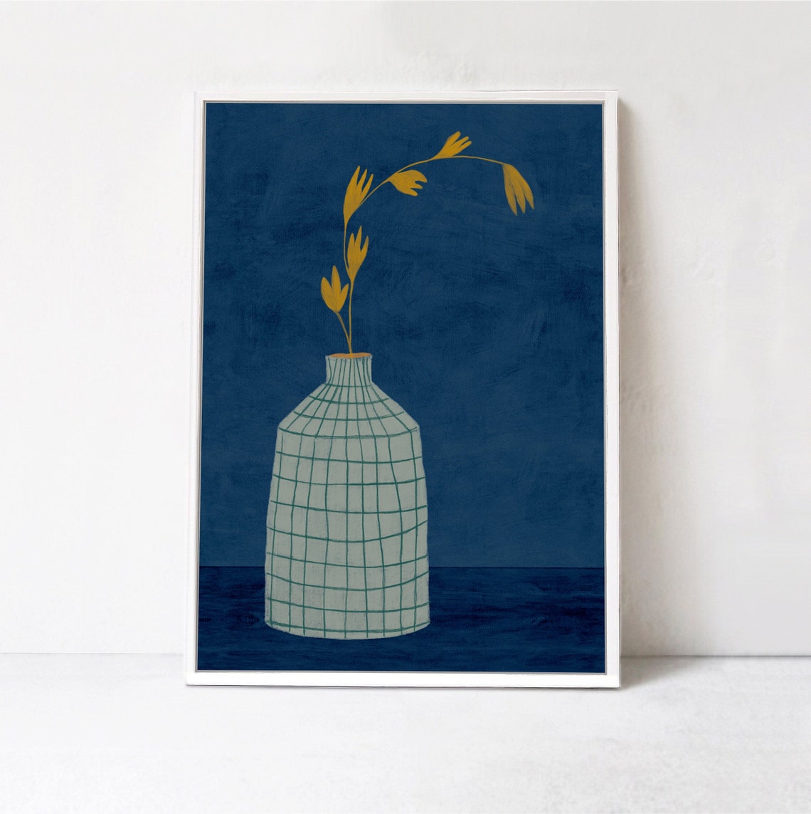 Blue Flower In A Vase Bohemian Home Art Print