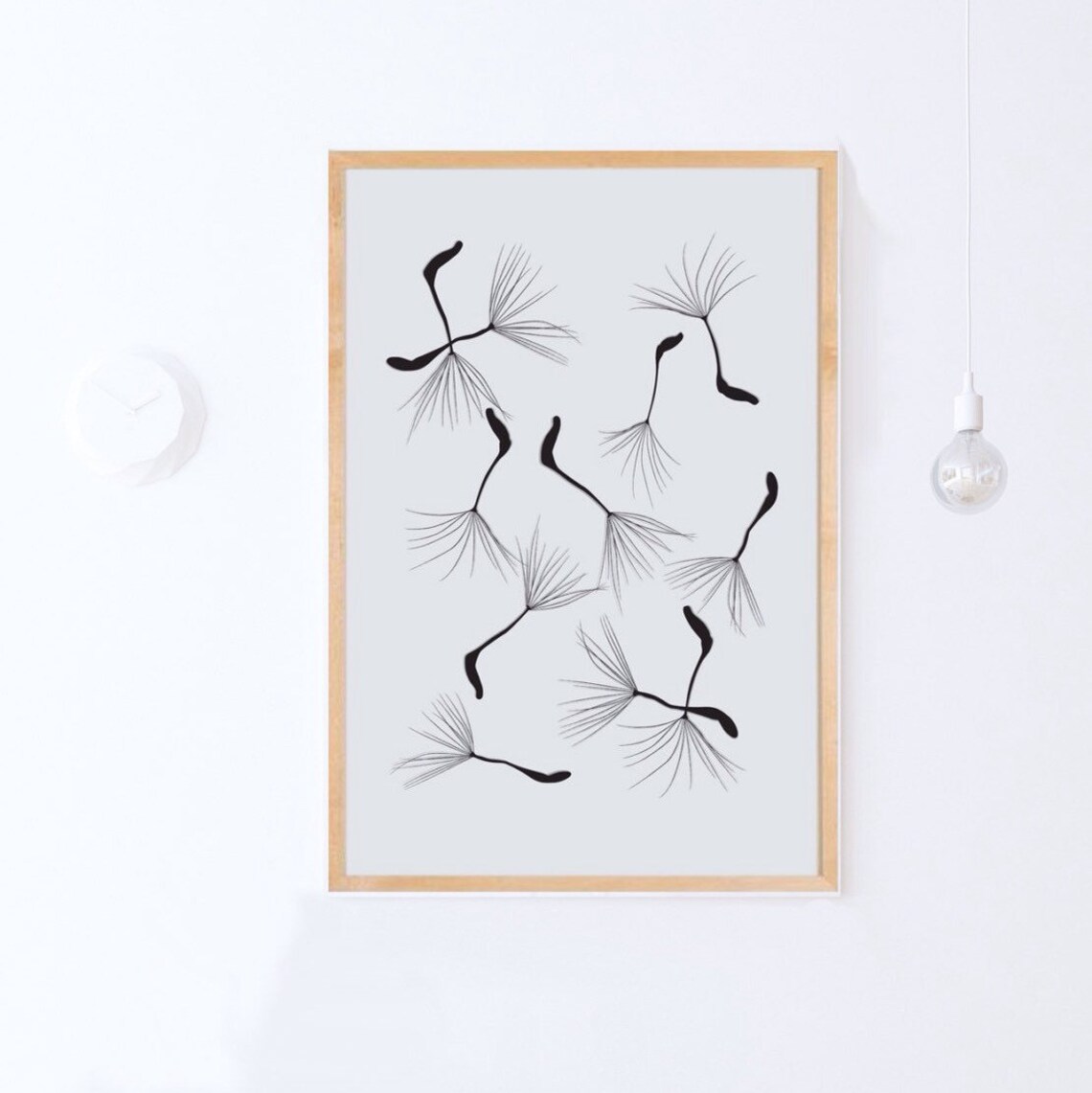 Dandelion Modern Rustic Grey Wall Poster Print - Image 2