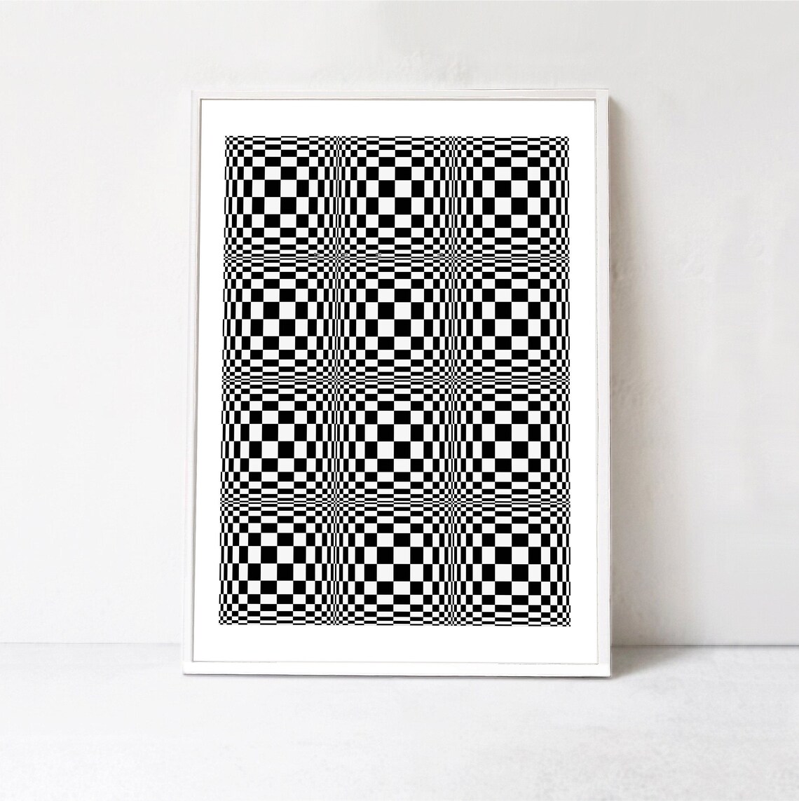 Black And White Checkered Print, Optical Illusion Poster