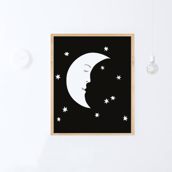 Moon Art Print, Nursery Decor