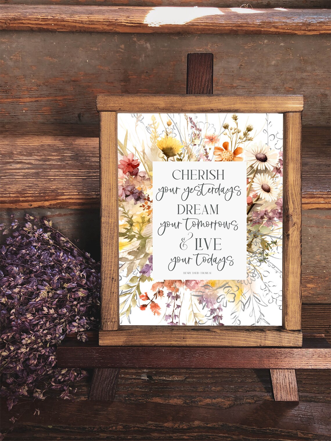 Cherish Your Yesterdays Henry David Thoreau Wildflower Quote Poster - Image 8