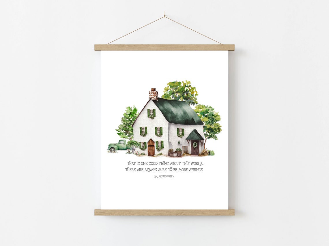 More Springs L.M. Montgomery Quote White Cottage Spring Garden Poster - Image 9