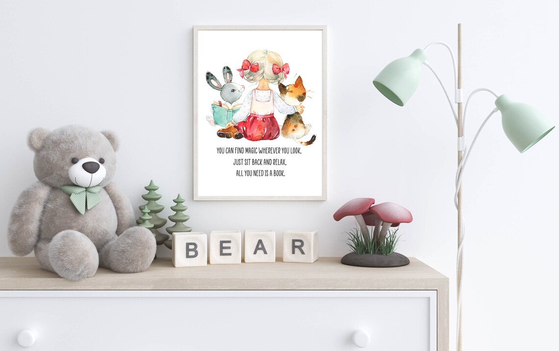 You Can Find Magic Wherever You Look Book Quote Reading Girl Poster - Image 5