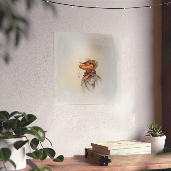 Snake Cowboy Grit Maximalist Eclectic Western Poster Print Bold Altered Party Animal Portrait Fantasy Colorful Renaissance Rustic