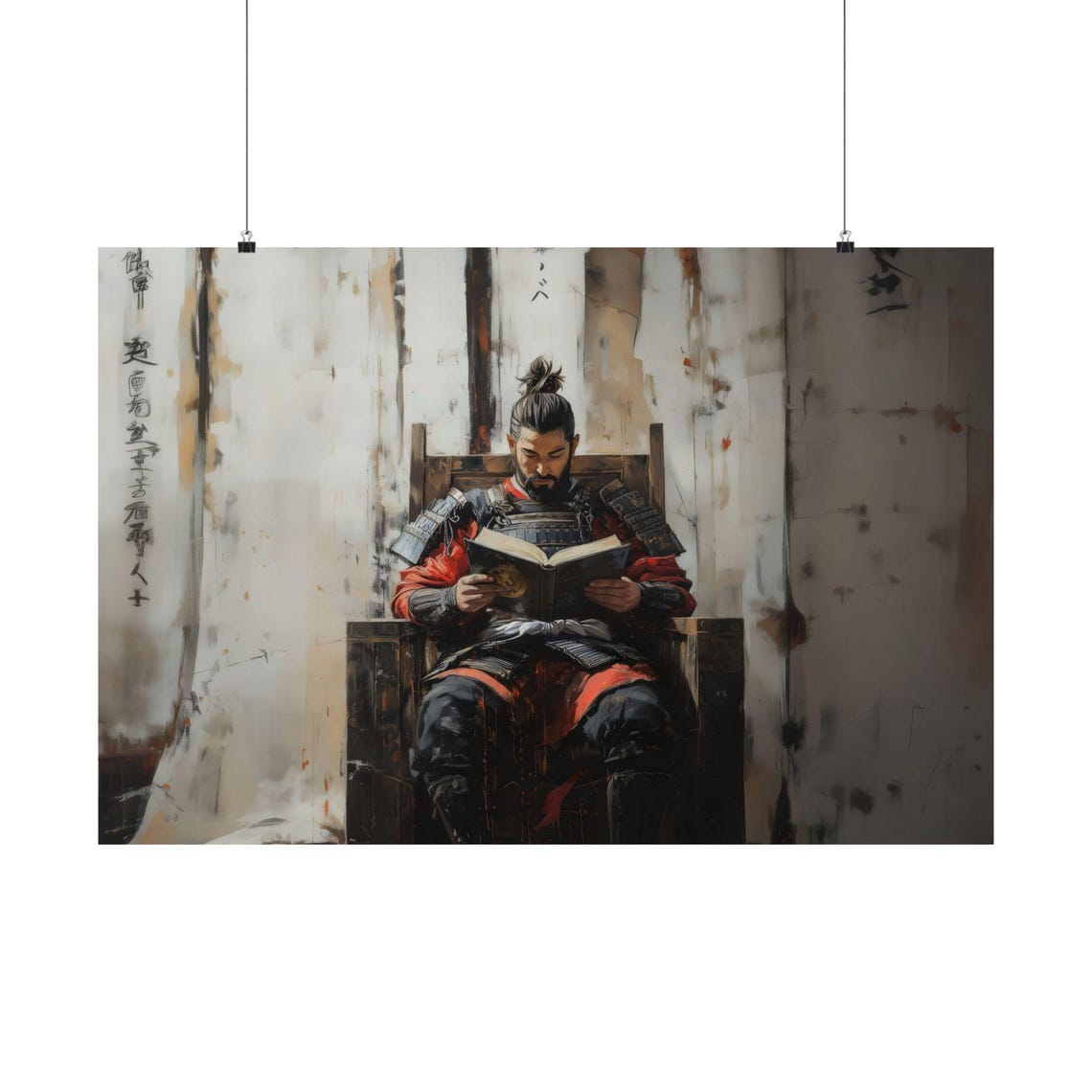 Maximalist Eclectic Samurai Reading Victorian Poster Print Bold Altered Animal Portrait Fantasy Fun Colorful Renaissance Rustic Art