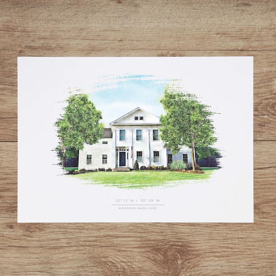 Custom House Portrait - Watercolor