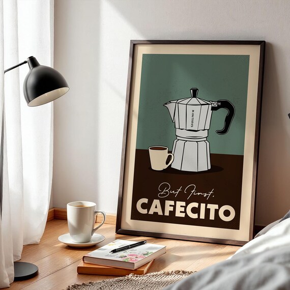 But First Cafecito Spanish Coffee Poster, Vintage